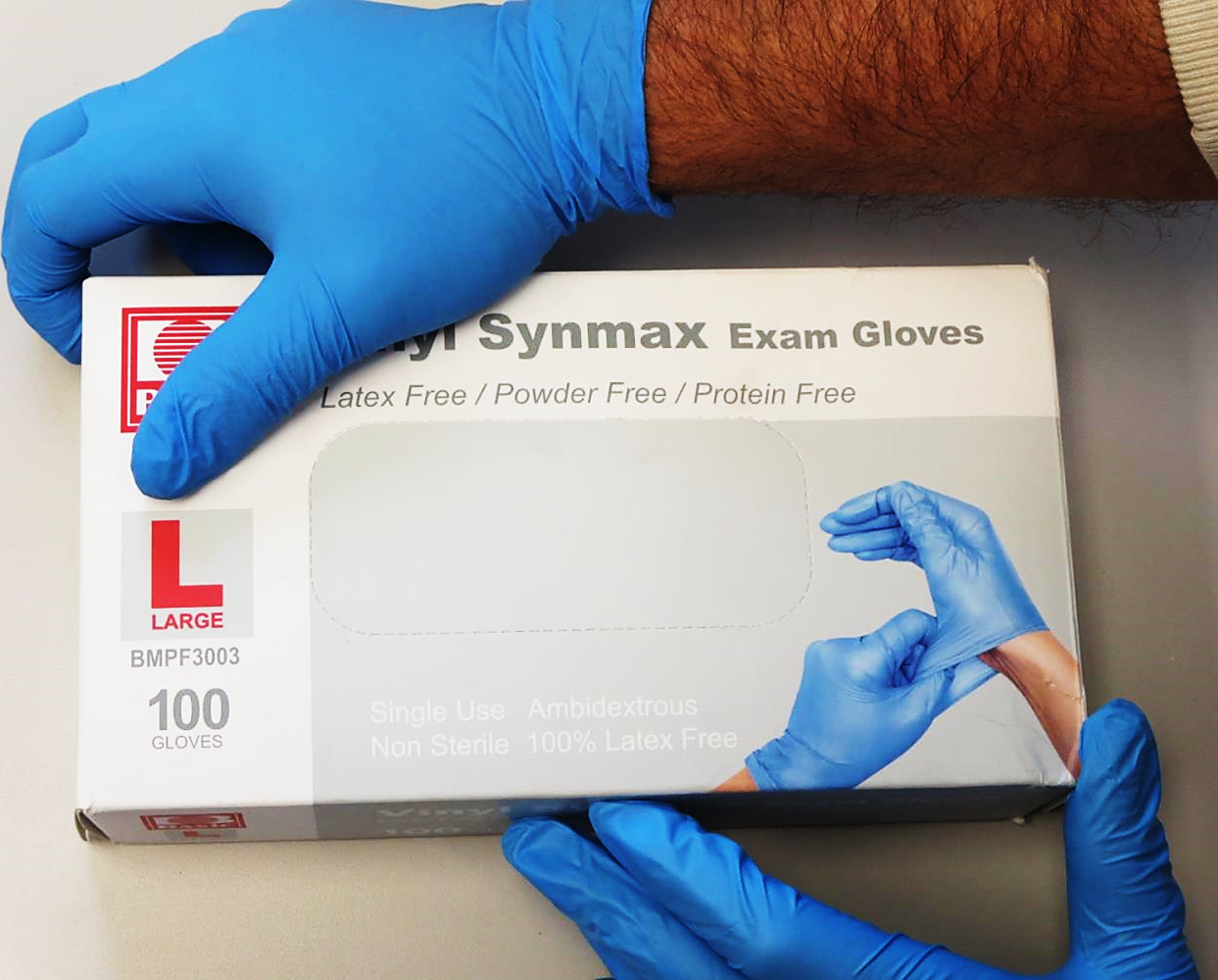 Basic™ Synmax Blue 4-mil Latex-Free Vinyl Blended Exam Gloves